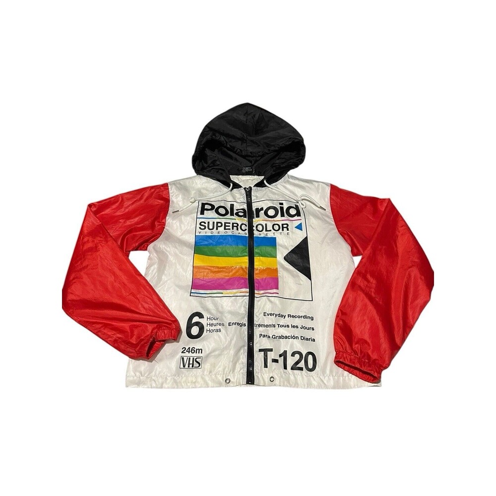 Polaroid Super Color Size Small Hoodie Windbreaker Zip Up Jacket‎ Rainbow #J11-1